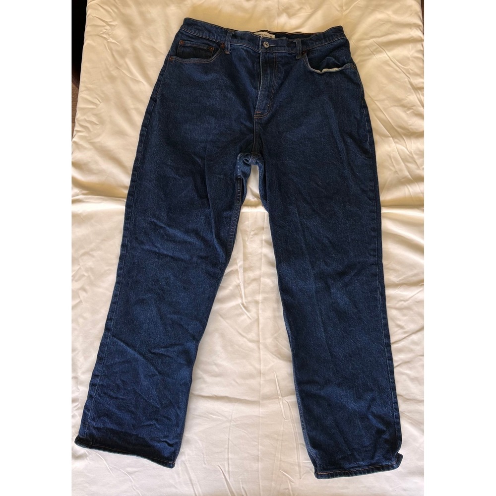 Abercrombie & Fitch Curve Love 90s Straight Ultra High Rise Jeans Blue 32 14s